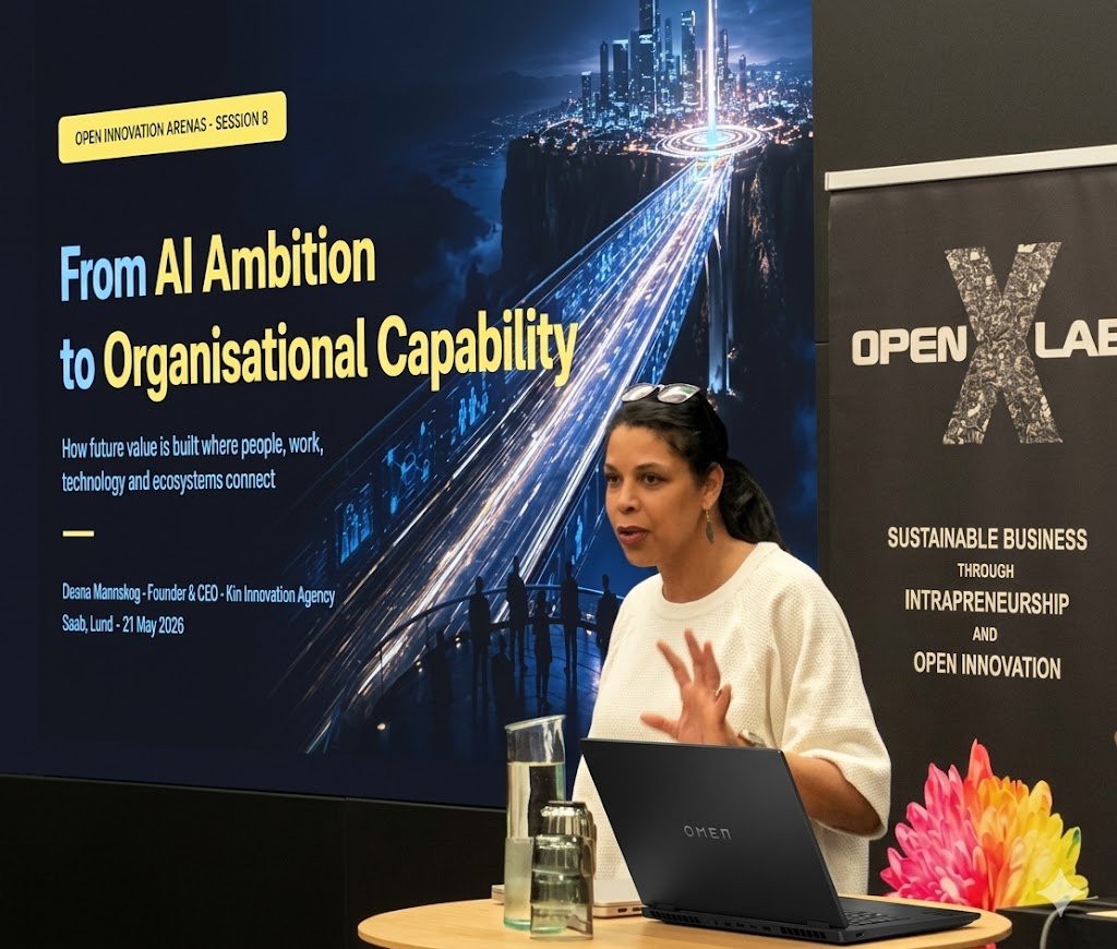 Deana Nannskog presenting at Open Innovation Arenas, Saab Lund, May 2026